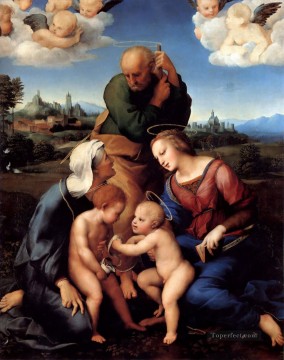 family portrait in a landscape Painting - The Holy Family With Saints Elizabeth and John Renaissance master Raphael